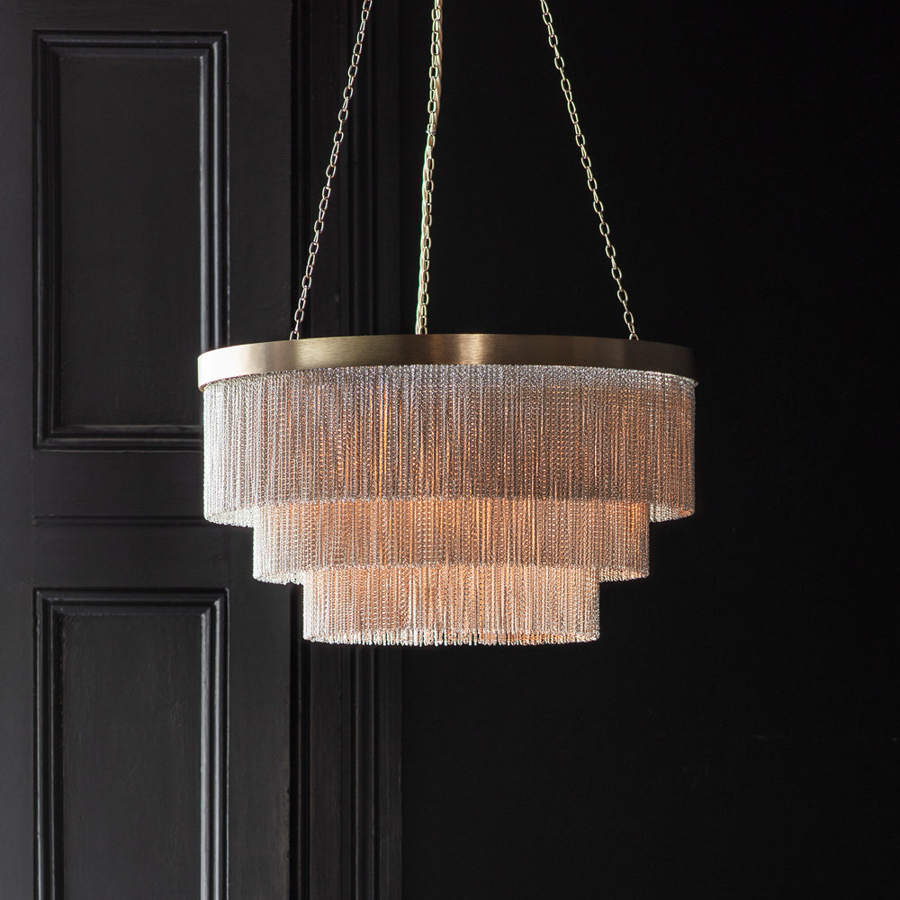 End-of-Line Silver Chain 510mm dia Shallow Chandelier in Gold