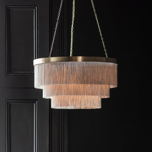 End-of-Line Silver Chain 510mm dia Shallow Chandelier in Gold