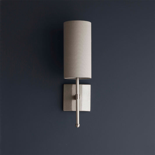 Imperfect Single Stem Reduced Depth Wall Light in Bronze with Birch Silk Shades - 530