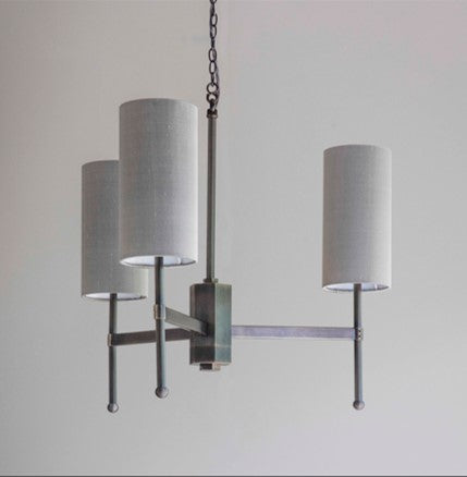 Imperfect 3-arm Stem Chandelier in Bronze with Fossil shades
