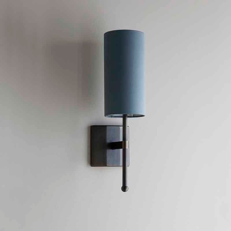 Imperfect Single Stem Reduced Depth Wall Light in Bronze with Birch Silk Shades - 530