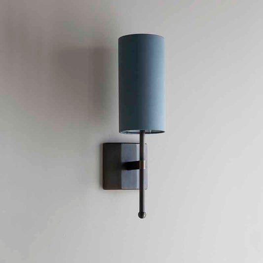 Imperfect Single Stem Reduced Depth Wall Light in Bronze with Birch Silk Shades - 530