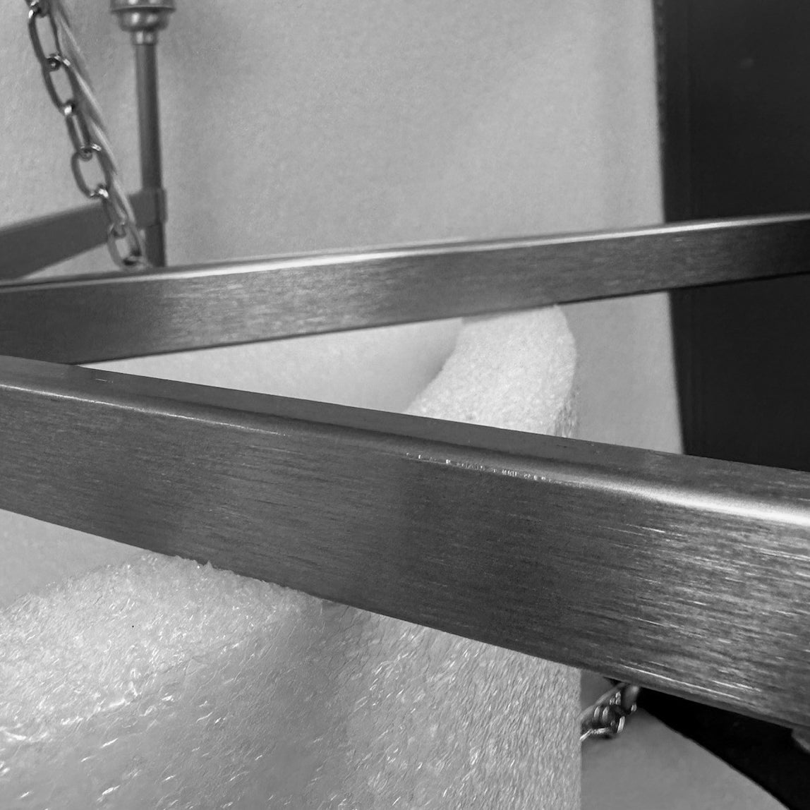 Imperfect 6-arm Stem Chandelier in Gold with Birch Douppion Silk Shades