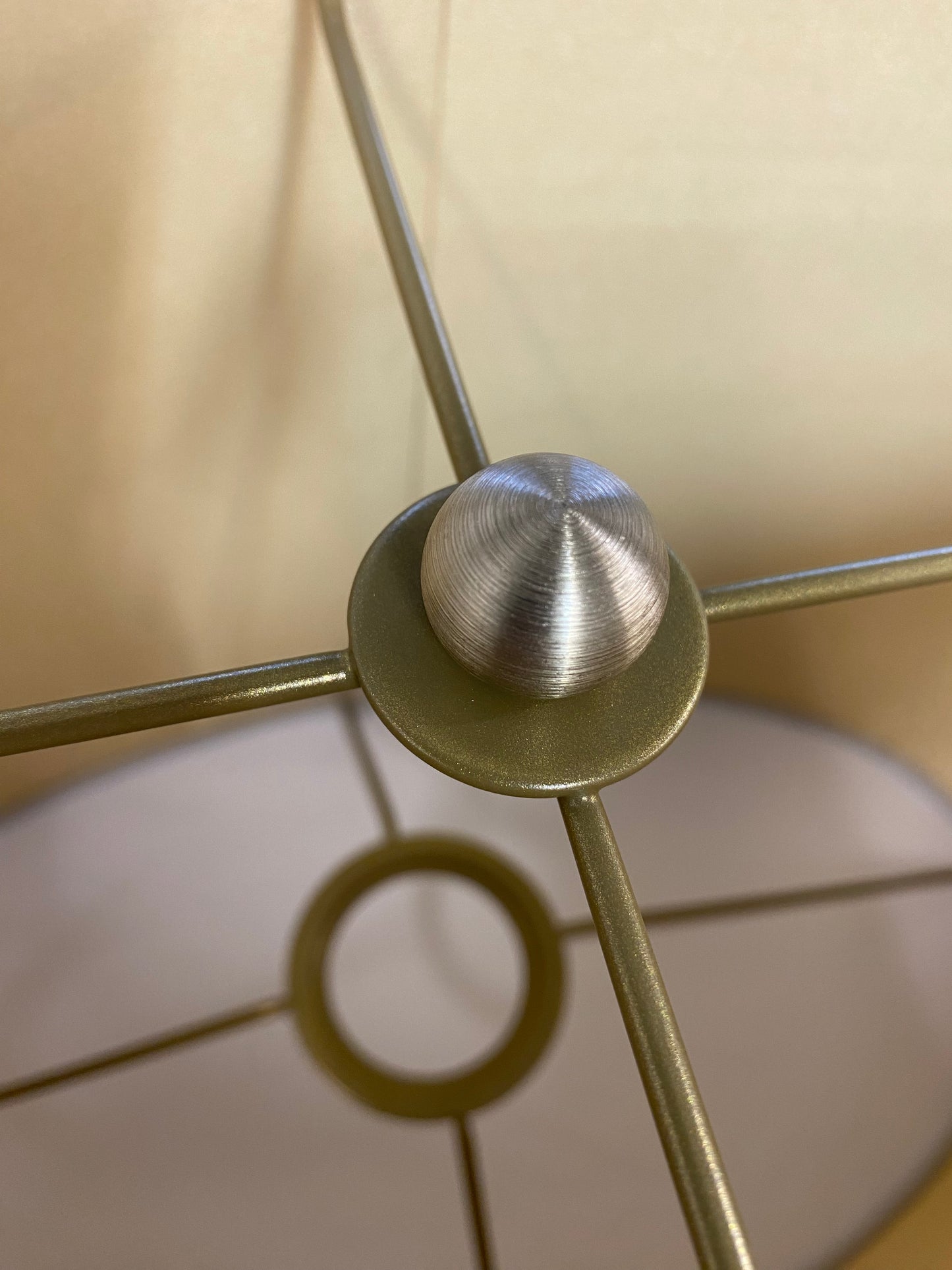 Imperfect Stem Table Lamp in Gold with a Silver Silk Douppion Shade