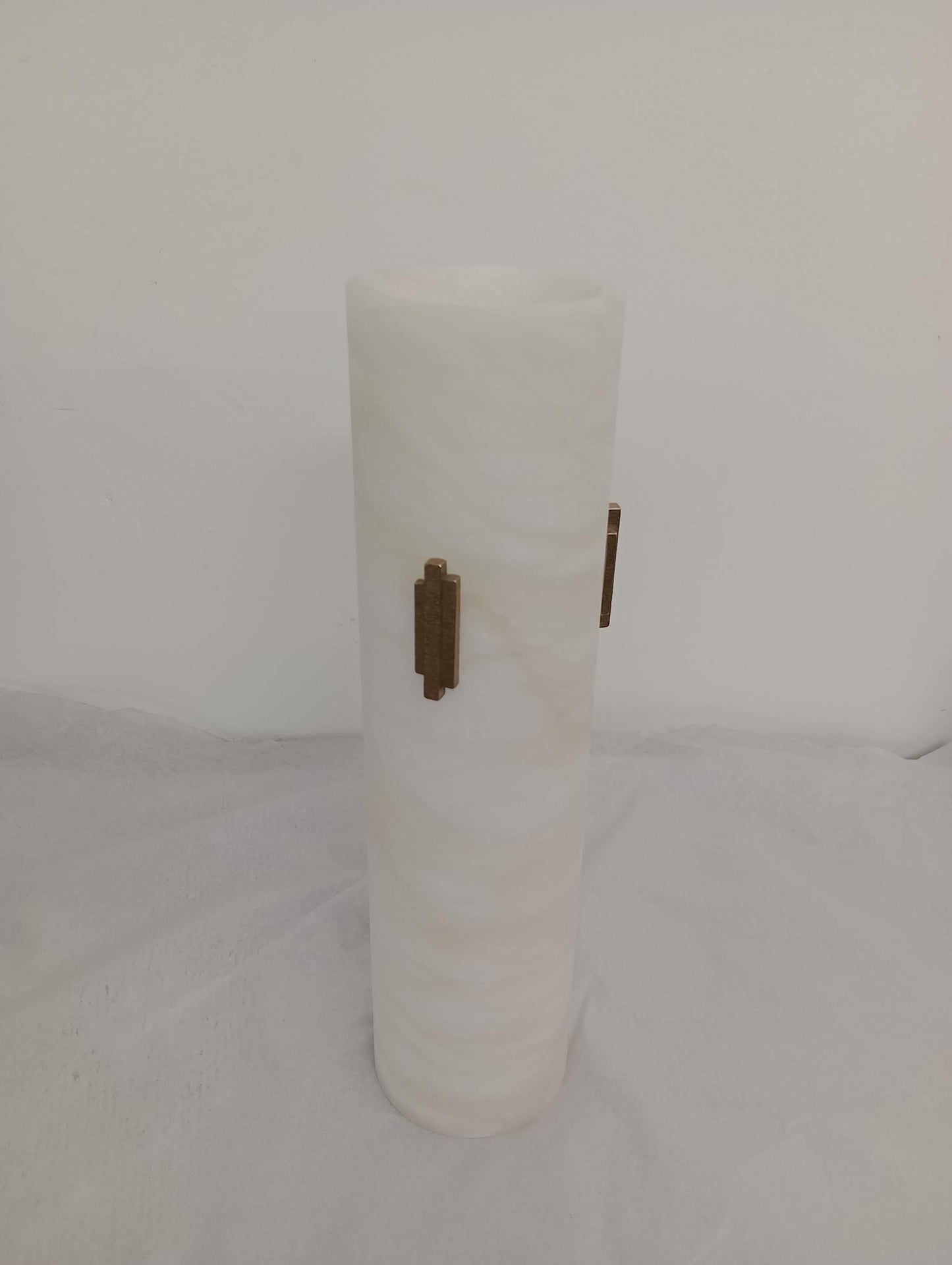 Imperfect Alabaster Pendant light with Deco Detail and 1000mm Antique Brass Drop Rod - 649, 650