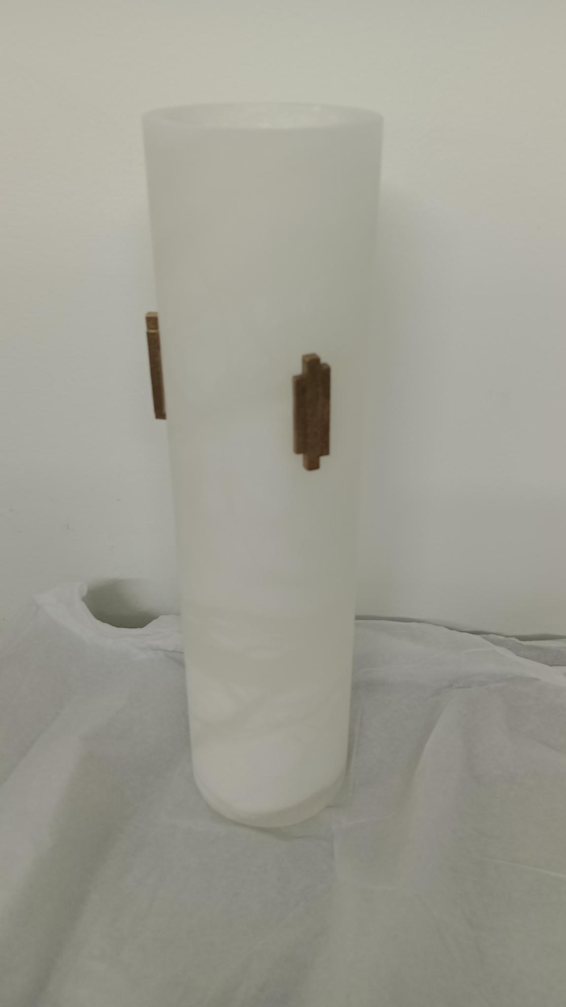 Imperfect Alabaster Pendant light with Deco Detail and 1000mm Antique Brass Drop Rod - 649, 650