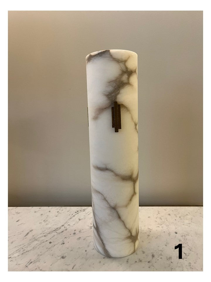 Imperfect Alabaster Pendant light with Deco Detail and 560mm Antique Brass Drop Rod - 632, 631, 633