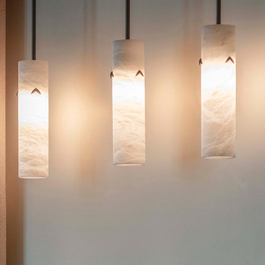 Ex-display IP44 Alabaster Pendants in bronze with leaf detail - 1 Available