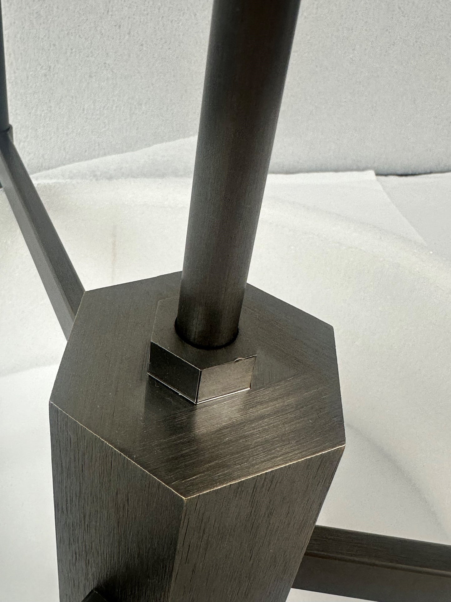 Imperfect 3-arm Stem Chandelier in Bronze with Fossil shades