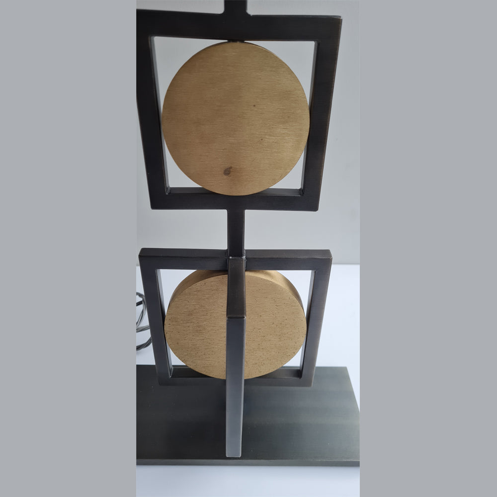 Aureol Table Lamp in Bronze with Gilded Gold Discs and Orchid Silk Shade - 202