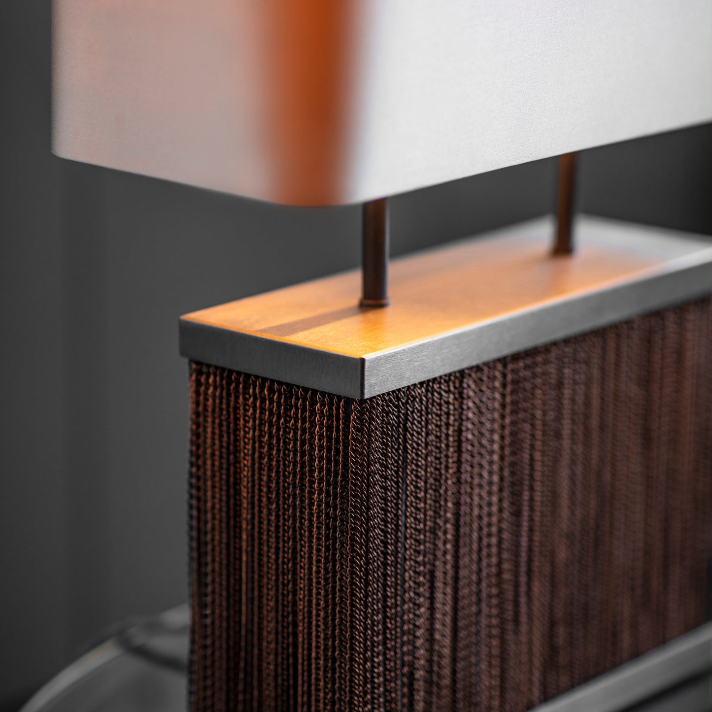 Copper Chain Table Lamp in Bronze with Silver Shade - 921