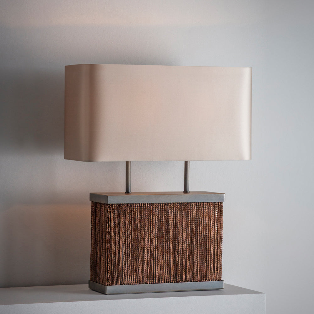 Copper Chain Table Lamp in Bronze with Silver Shade - 921