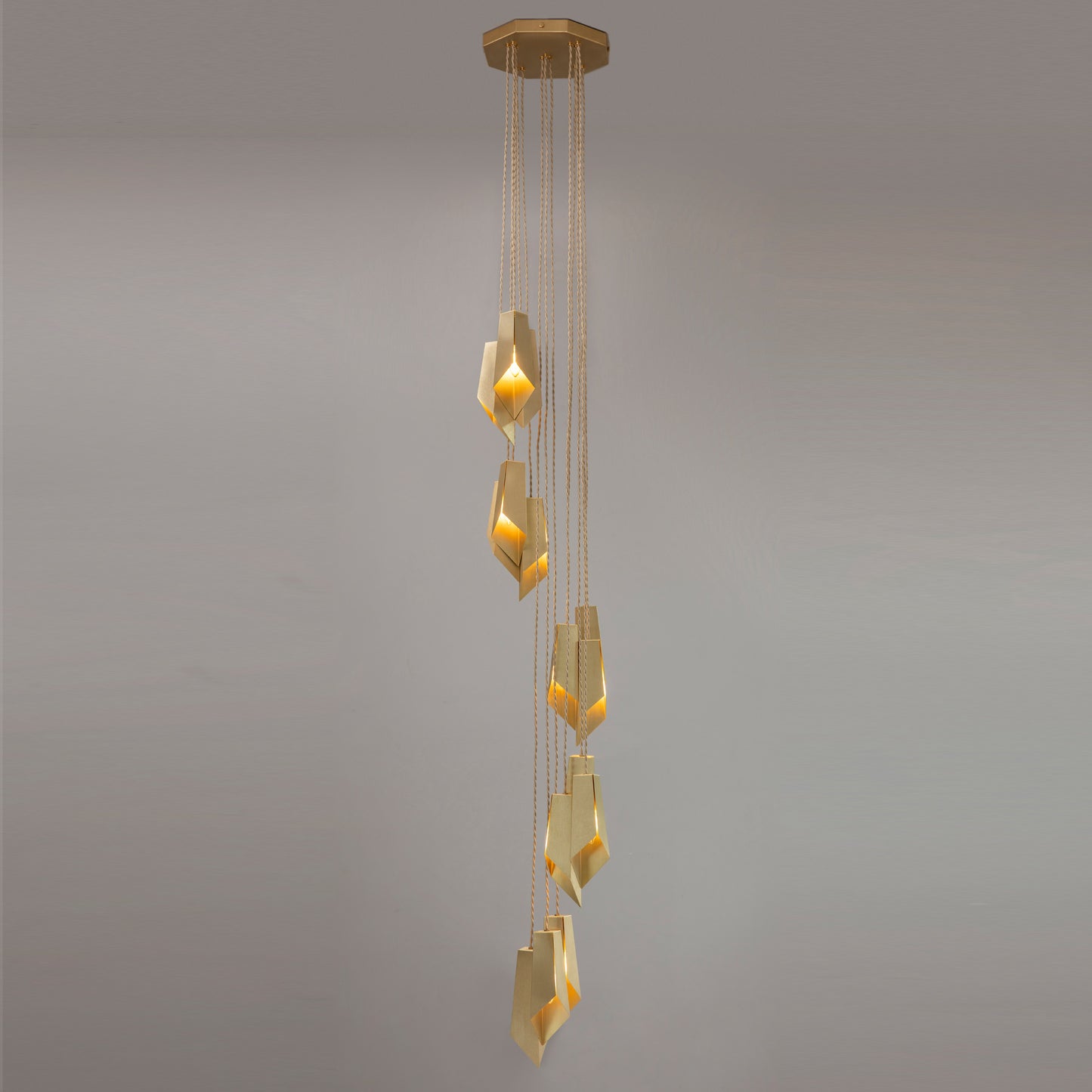 Brass Fold Cascade Chandelier - S5