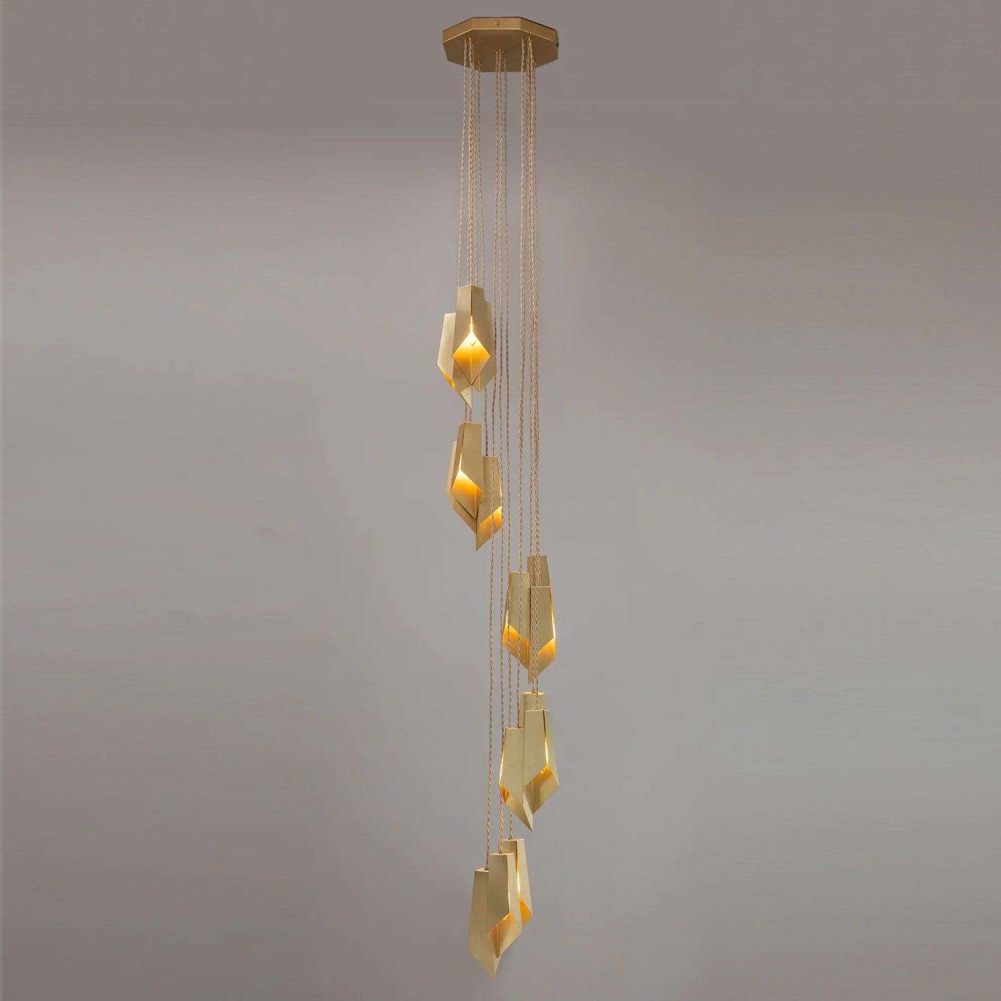 Brass Fold Cascade Chandelier - 946