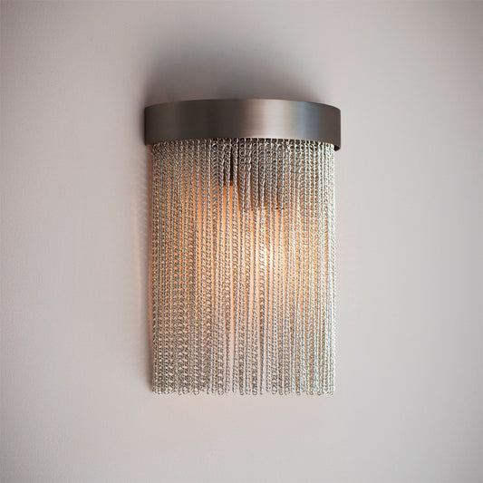 Imperfect Silver Chain Mini Crescent Wall Light in Flat Nickel - 89,90,91,92,663, 688