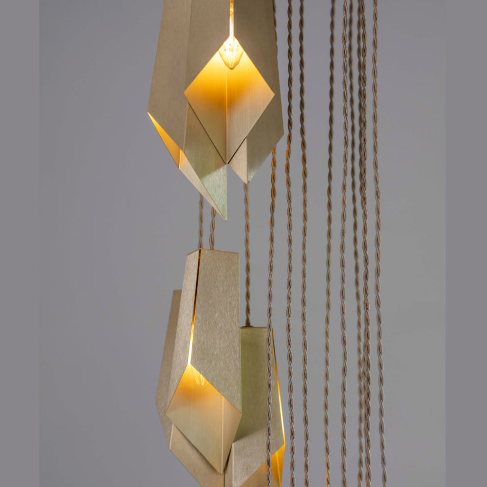 Brass Fold Cascade Chandelier - S5