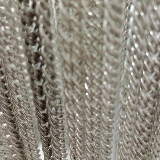 Imperfect Silver Chain Rectangular Chandelier with Bronze metalwork- 679