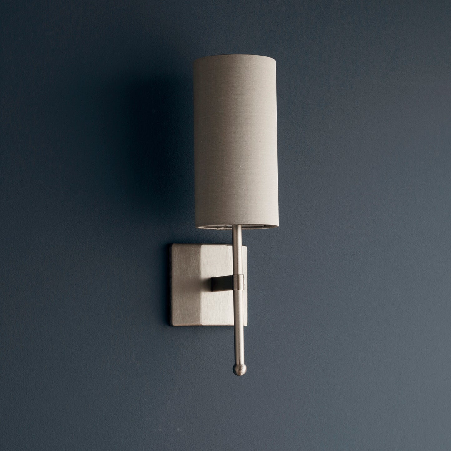 End-of-line Single Stem Wall Light in Flat Nickel with Birch Shades 240mm Depth - 224, 225, 226