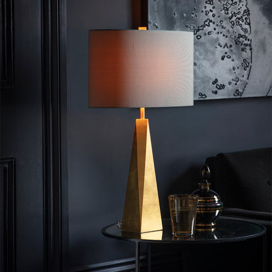 Ex-Display Surface Table Lamp in Gilded Gold with a Birch Shade - 806, 654