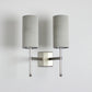 Double Stem Wall Light in Flat Nickel with Birch Silk Shades 240mm Length - 936