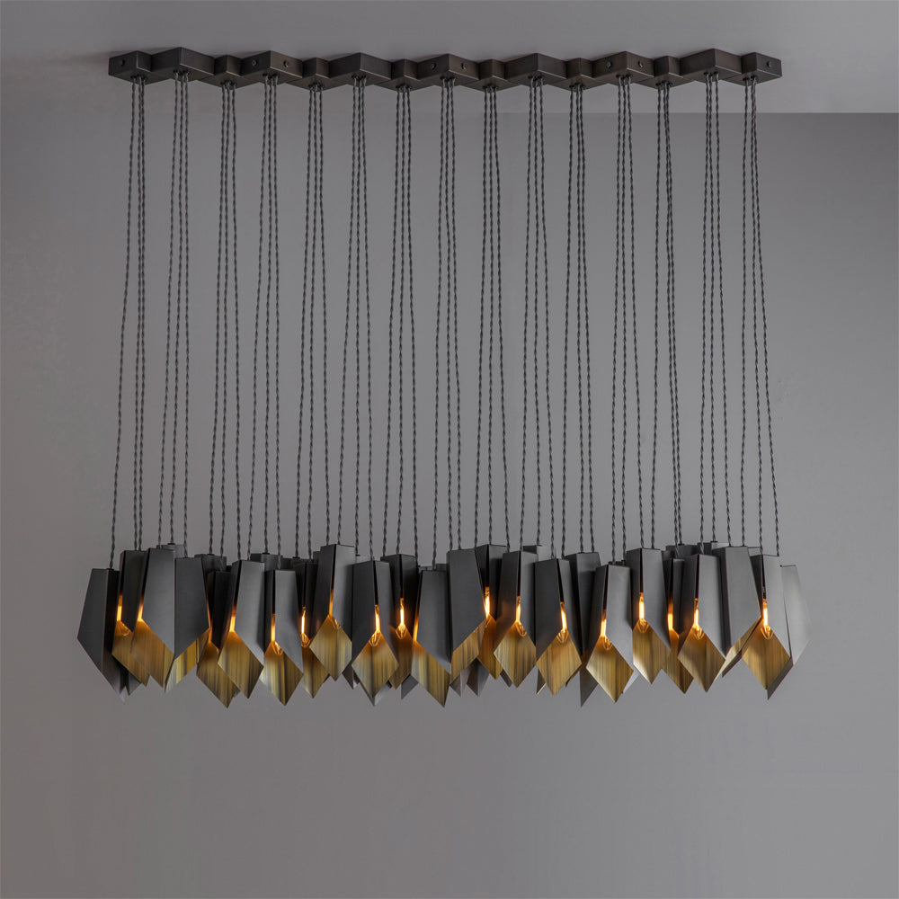 Ex Display Bronze Fold Linear Chandelier- 1 Available