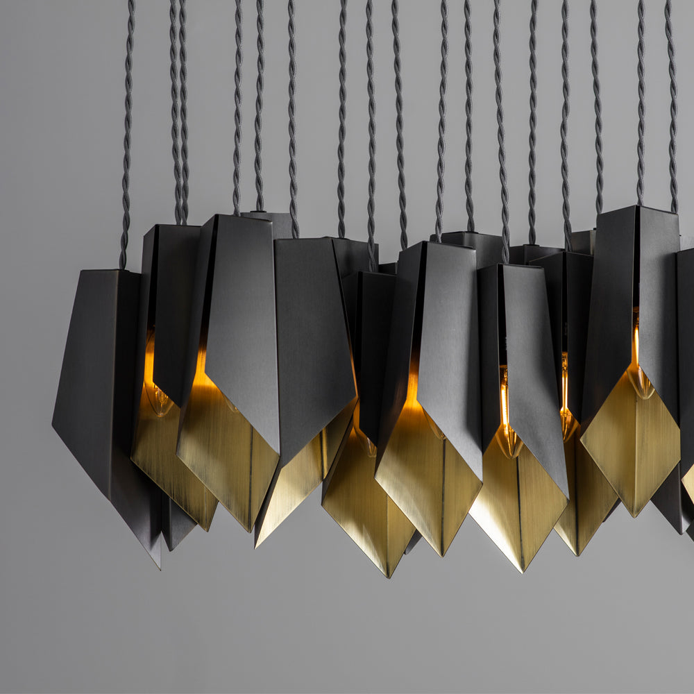 Ex Display Bronze Fold Linear Chandelier- 1 Available