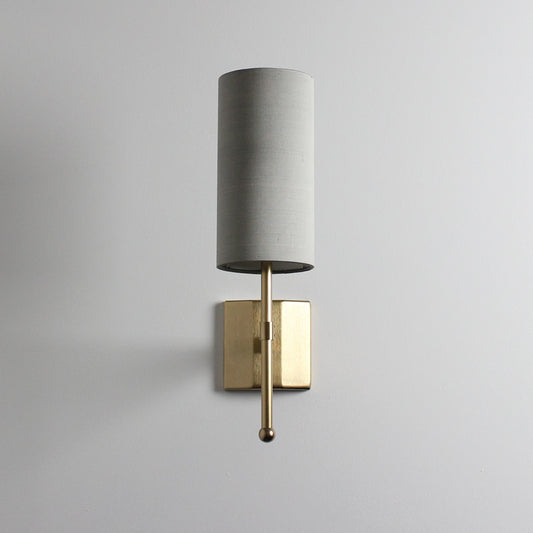 IP44 Reduced Depth Single Stem Wall Light in Gold with Birch Silk Shade - 908