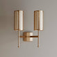 Double Stem Wall Light in Gold with Lattice Ivory Silk Shades - 506