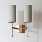 Double Stem Wall Light in Gold with Birch Silk Shades - 221