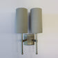 Reduced Depth Double Stem Wall Light in Flat Nickel with Birch Silk Shades - 53