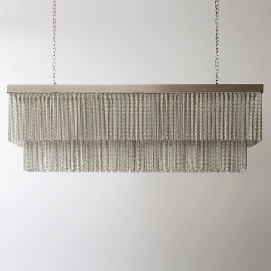 Imperfect Silver Chain Rectangular Chandelier with Gold metalwork- 680